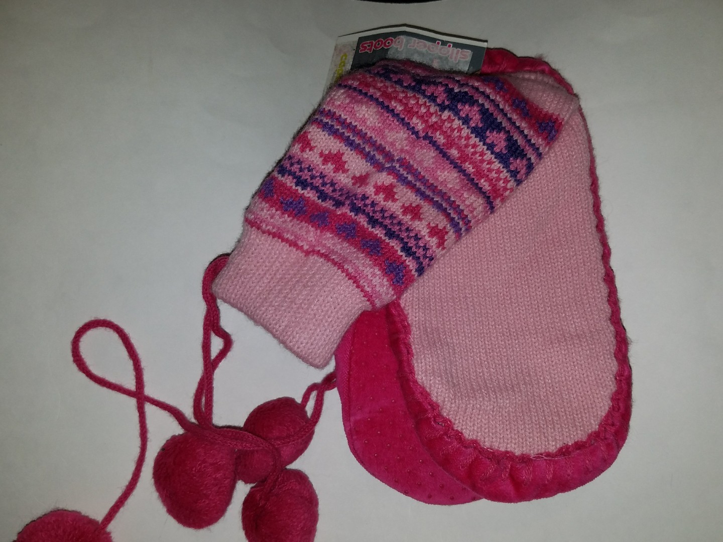 Girls Capelli Brand Sweater Slipper Boots Pom Pom Various Colors Size S/M M/L