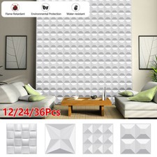 12/24/36Tiles 3D Wall Panels PVC Waterproof White Brick Art Design DIY Wallpaper