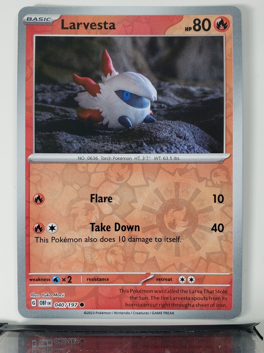 REVERSE HOLO Larvesta 040/197 NM/M Yuka Morii Clay Obsidian Flames