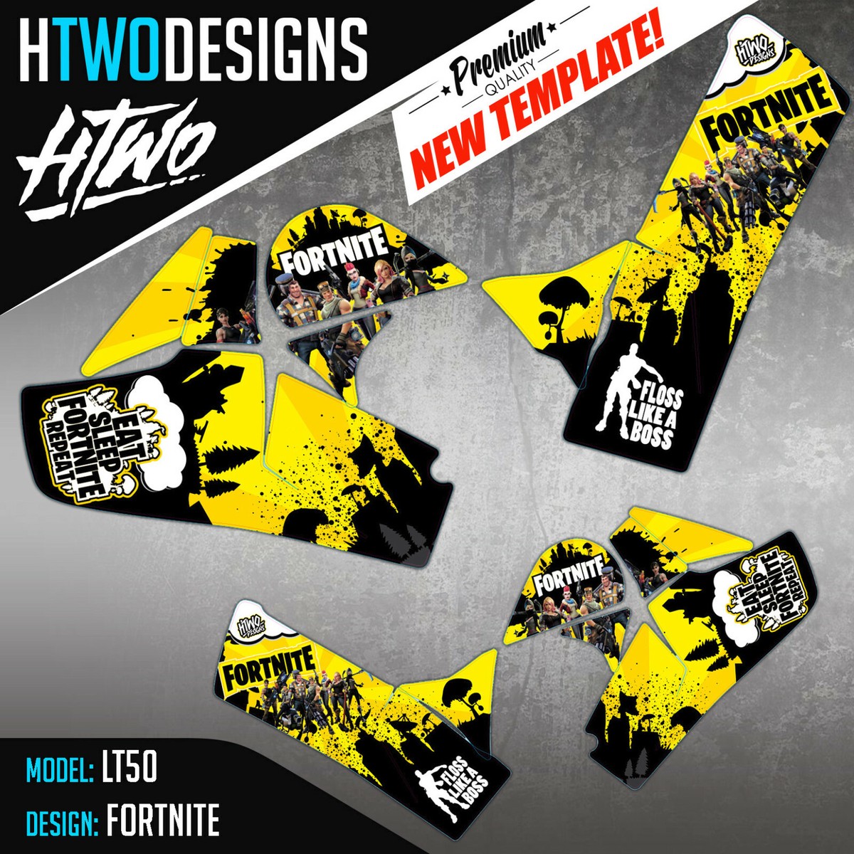Kit Graphique Stickers Suzuki LT50 – Décalcomanies VTT – Wrap Complet – Neuf UK