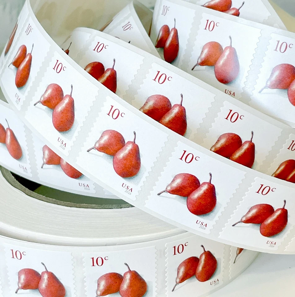 US 5039 Red Pears 10c (2016) - 100 Postage Stamps, Single Coil Strip w PNC#s NEW - Image 2 of 4