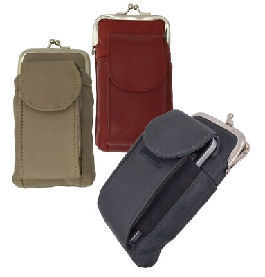 Genuine Leather Cigarette Case Clasp Open Lighter Pocket Holder