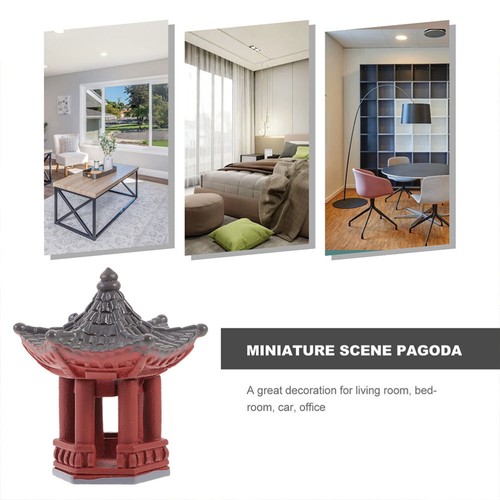 6Pcs Mini Pavilion Statue Miniature Pavilion Figurine Japanese Pagoda Mini - Picture 11 of 12