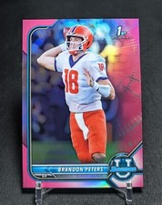 Brandon Peters Pink Refractor 1st Rookie Card 2022 Bowman U University Chargers. rookie card picture