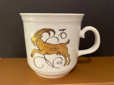 Vintage Schumann Bavaria Arzberg Germany Gold Trim Capricorn Mug