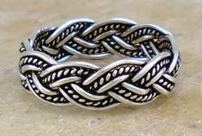 .925 STERLING SILVER 8mm WIDE WOVEN BRAIDED BAND RING size 6 style r3216