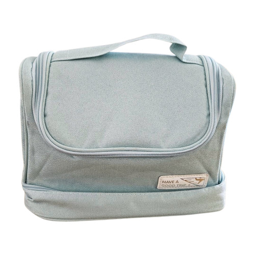 LARGE Cosmetic/Travel Bag "Have a Good Trip" BLUE Zipper Close TOP HANDLE Case