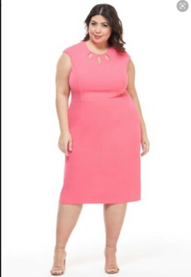 Maggy london alyssa curve midi dress size 14w color strawberry jam