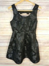 Forever 21 Black Floral Dress Women Size M Textured CUTE