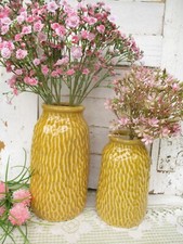 Vase Keramik Lounge gelb lang hoch Keramikvase Vintage Landhaus Frühling Deko