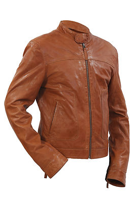 Infinity Herren Neu Hellbraun Retro Biker Lammleder Leder Slim Fit Jacke