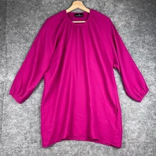 Pomander Place Tuckernuck Eliza Shift Dress XS Fuchsia Pink Long Sleeve Pockets