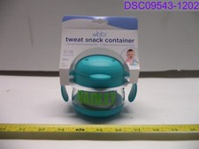 Baby Ubbi Tweat Snack Container 9 oz Blue HADLEY in Green Vinyl