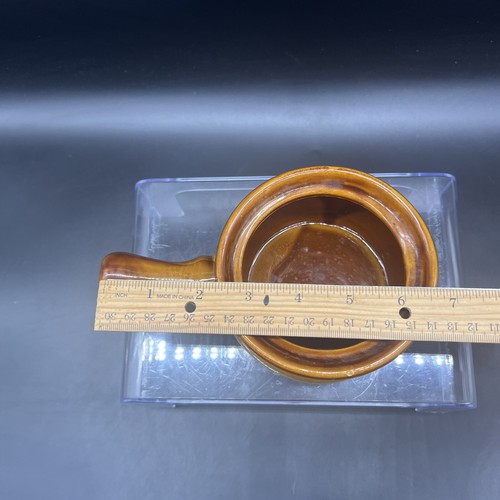 Set Of 2 Pottery Stoneware Crock Bowl, No Lids Handle Glazed Brown 4.5” Diameter - Picture 17 of 18