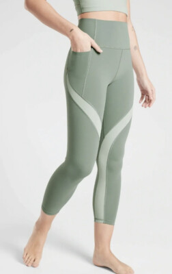 Athleta Salutation Stash Pocket II Colorblock 7/8 Tight Lead Green Plus Size 1X