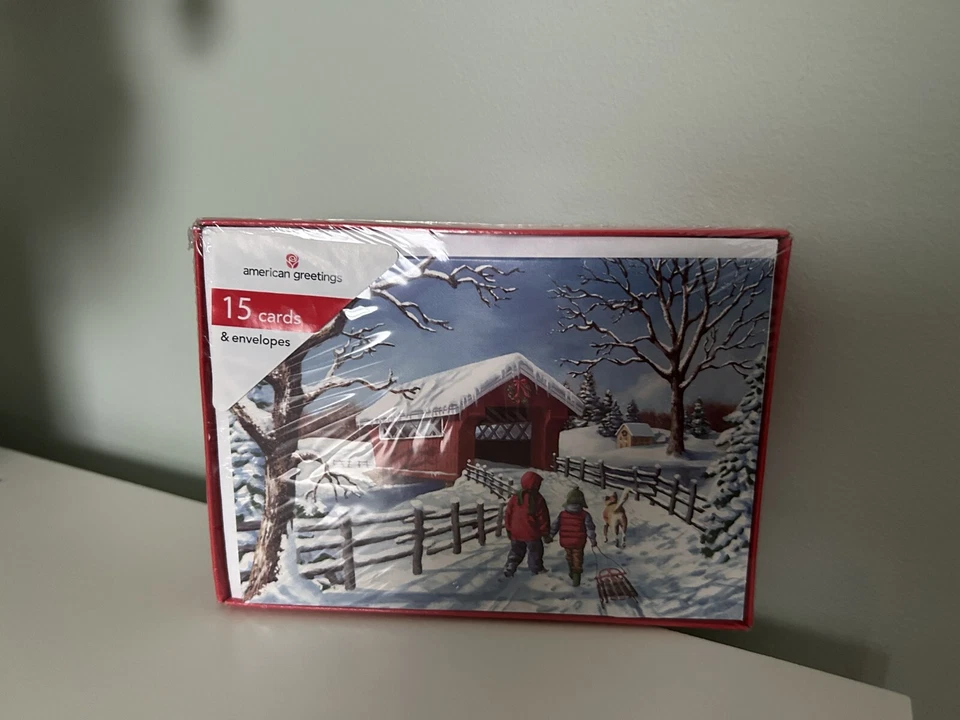 American Greetings Christmas Cards, Christmas on the Farm, 15 cards, NIB