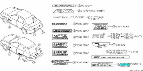 Subaru Genuine OEM Impreza 05-07 WRX STi Side Door STi Stickers Qty:2 - Picture 3 of 3