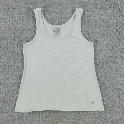 Lucky Brand Tank Top Shirt Women's Small Gray Logo Four-Leaf Clover Sleeveless