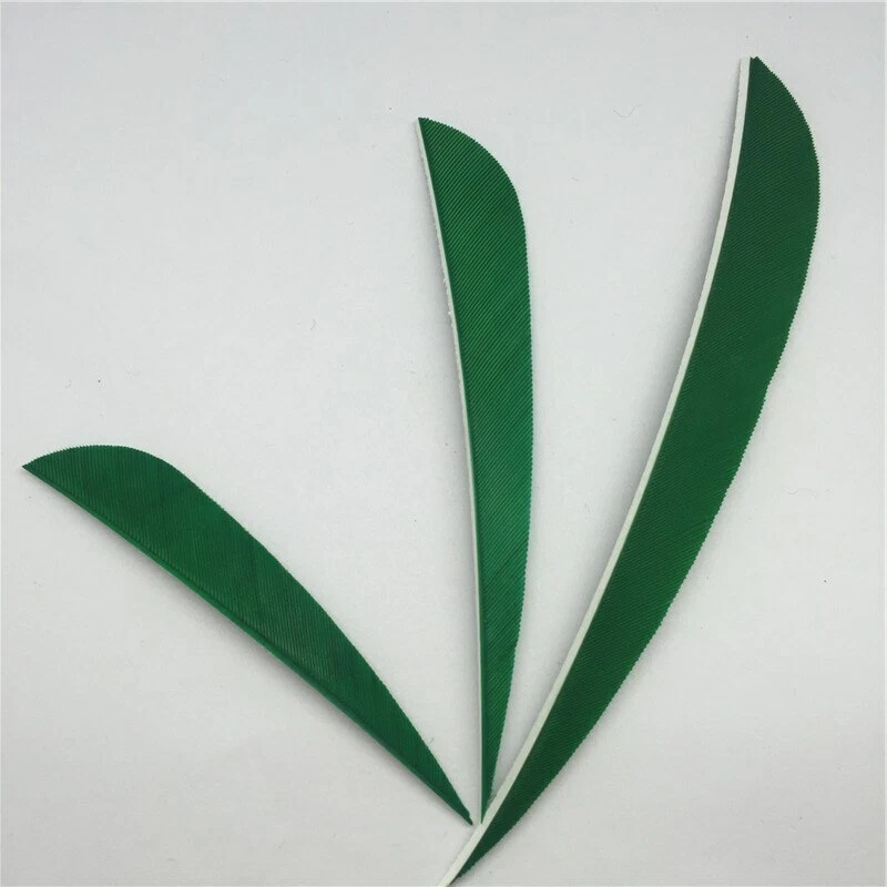 50PCS 5inch Dark Green Parabolic Vanes Fletches Feathers Fletching RW LW - Image 2 of 4
