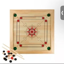 Hey Play 80-CROK Carrom Board Game Classic Strike & Pocket Table Game with Cu...