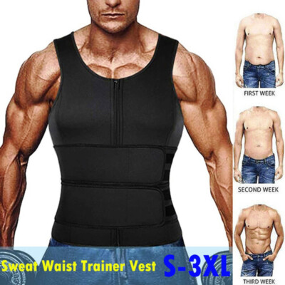 Men Sauna Vest Body Shaper Waist Trainer Back Support Belly Fat Burner Gym  Top