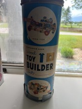 Vintage 1960's Wood Toy Builder Set  Tube by Lincoln Log