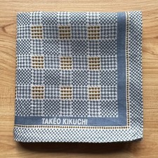 HANDKERCHIEF JAPAN VINTAGE ART HOUNDSTOOTH MEN'S POCKET SQUARE COTTON 19" B0079