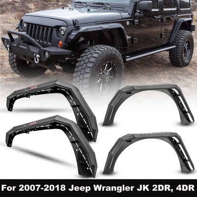 Front/Rear Fender Flares Steel For 2007-2018 Jeep Wrangler JK JKU  Powder Coated