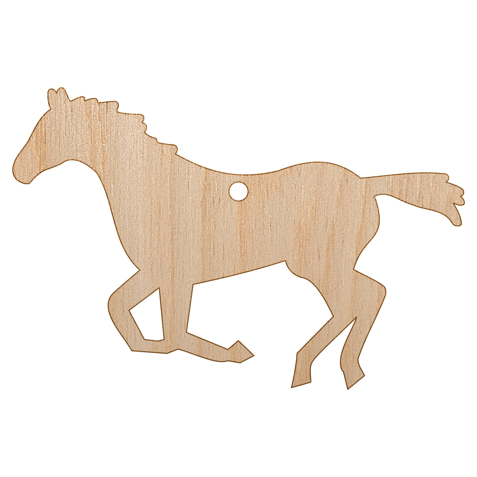 Horse Running Solid Unfinished Craft Wood Holiday Christmas Tree DIY Ornament