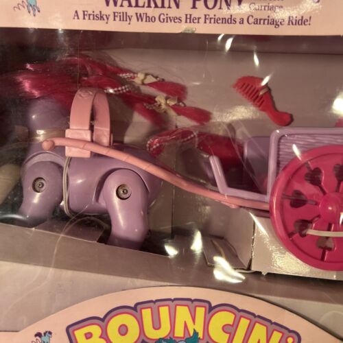 Galoob Bouncin’ Ponies Purple Walkin’ Pony & Her Carriage Walking Pony NIB #3454 - Picture 3 of 20