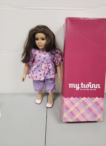 My Twinn 23 Inch Poseable Doll Brown Hair Brown Eyes Purpleish Floral Top W/Box - Picture 12 of 12