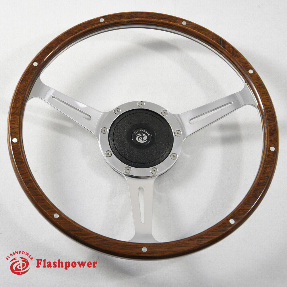 15" Classic Wood Grain Steering Wheel Restoration Vw Transporter Karmann W/ Horn