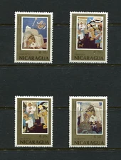 F628  Nicaragua 1987   art paintings Nativity Christmas  4v.    MNH  