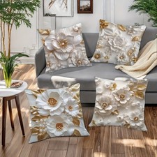 4 Piece Floral Living Room Decorative Cushion Cover - Pillowcase Not Included