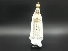 Small Statue,8" Ht, Our Lady of Fatima, Handmade and Handpainted, Poly Resin