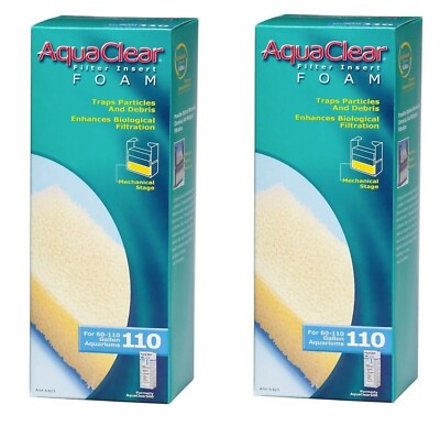 AquaClear Aquarium Filter Media Insert Foam 110  HAGEN # A-623  X2 Boxes