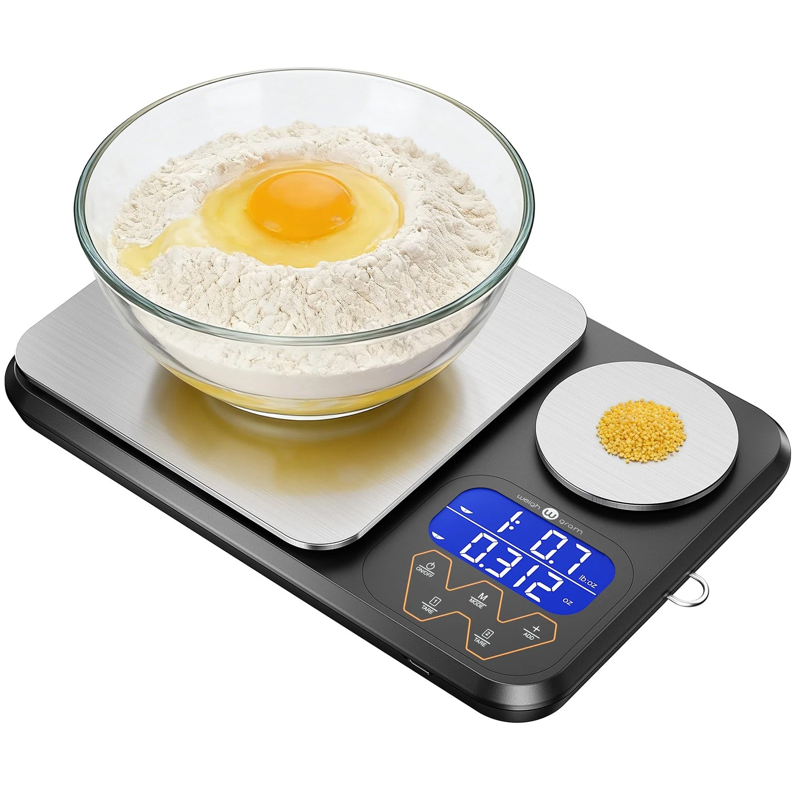 Rechargeable 0.01g/5kg Dual Platform Food Kitchen Scales Digital Weight Grams...