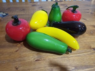 Murano Style Glass Fruit Set of 7 Hand Blown Vintage Bright Colors