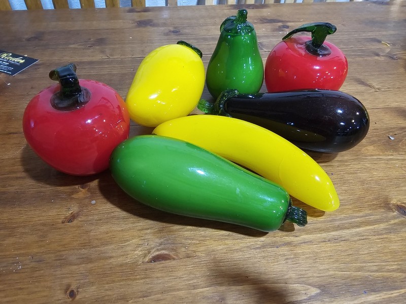 Murano Style Glass Fruit  Set of 7 Hand Blown Vintage Bright Colors