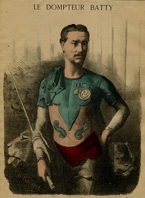 Antiker Druck - Portrait - Th. BATTY - TIERTRAINER - Pipard - 1867