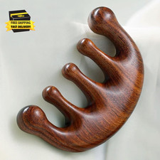 Wooden Scalp Massager Hair Growth - 100 Sandalwood Handmade Wide Tooth Comb Com