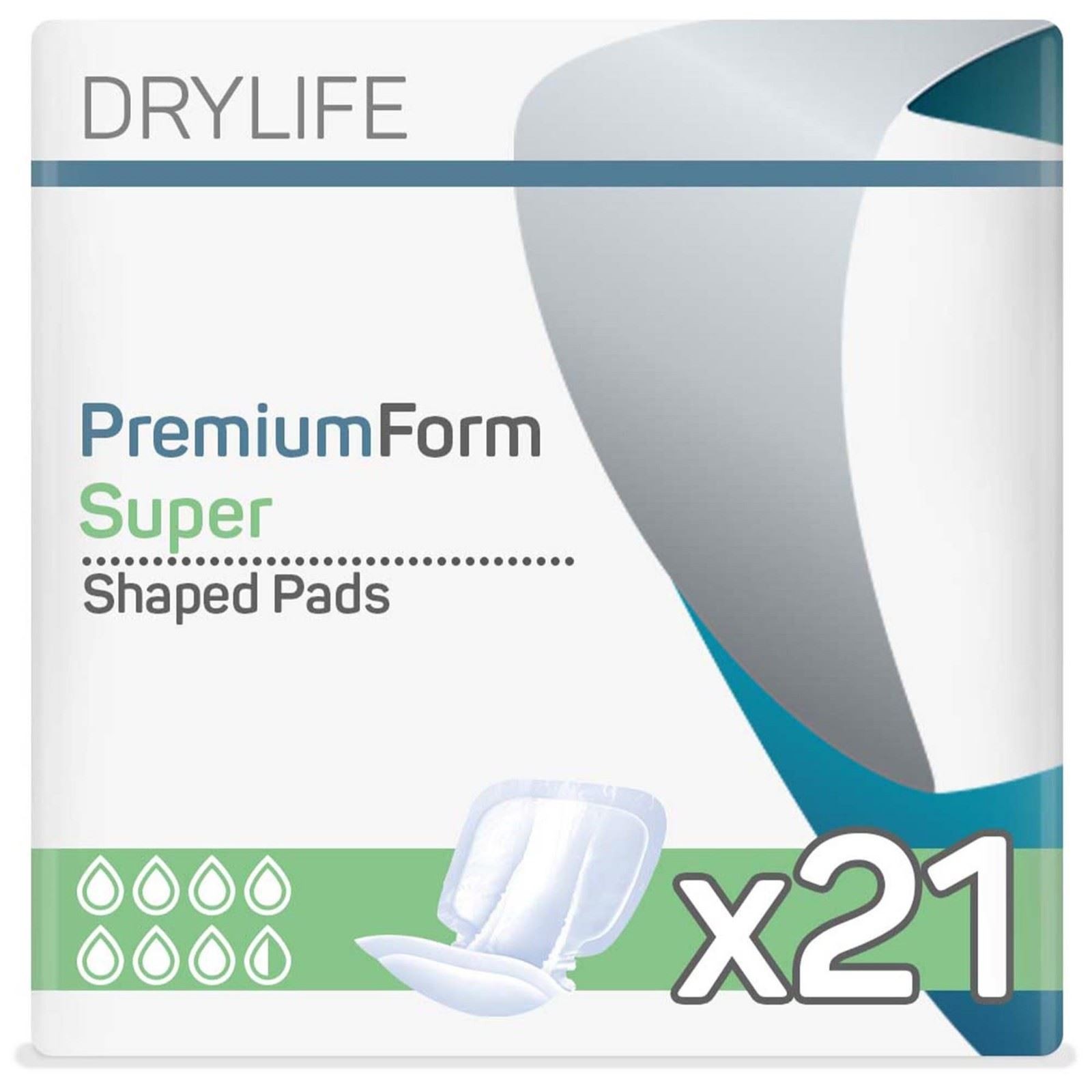 21 x Drylife Premium Form Super | Unisex Incontinence Pads | 1 Pack of 21