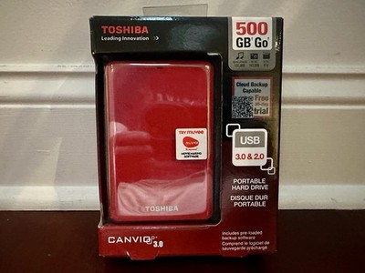 Toshiba Canvio 3.0 500GB Portable External Hard Drive USB 3.0 Red - Brand New