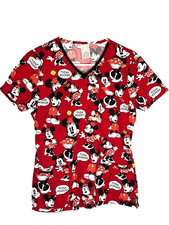 Disney Women's Mickey Minnie Mouse V Neck Scrub Top Nurse Medical S