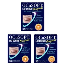 3x 30ct OCuSOFT Lid Scrub Original Pre-Moistened Pads Eyelids (90 Ct) Exp 1/2026