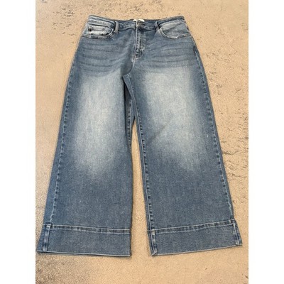 KanCan High Rise Wide Leg Crop Jeans Medium Wash KC2604M Size 15/31