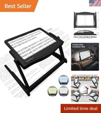 Patented 5X Large LED Page Magnifier with Detachable Stand  Eye Caring 3 Col...