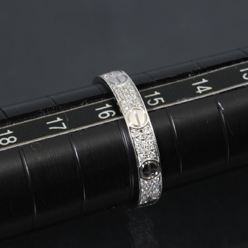 Mini anillo de amor Cartier #8 3 filas después de diamante 750WG usado 10229 - Imagen 4 de 6