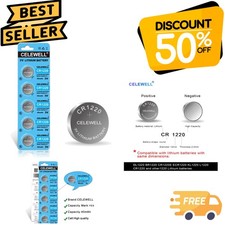 Reliable CR1220 3V Lithium Battery 5-Pack - Perfect for Clocks, LED and More