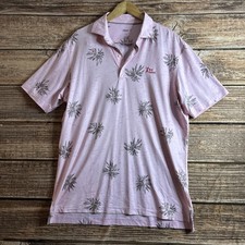 Johnnie-O Golf Polo Men's L Henrick Print Short Sleeve Pink Palm Trees Logo Farm